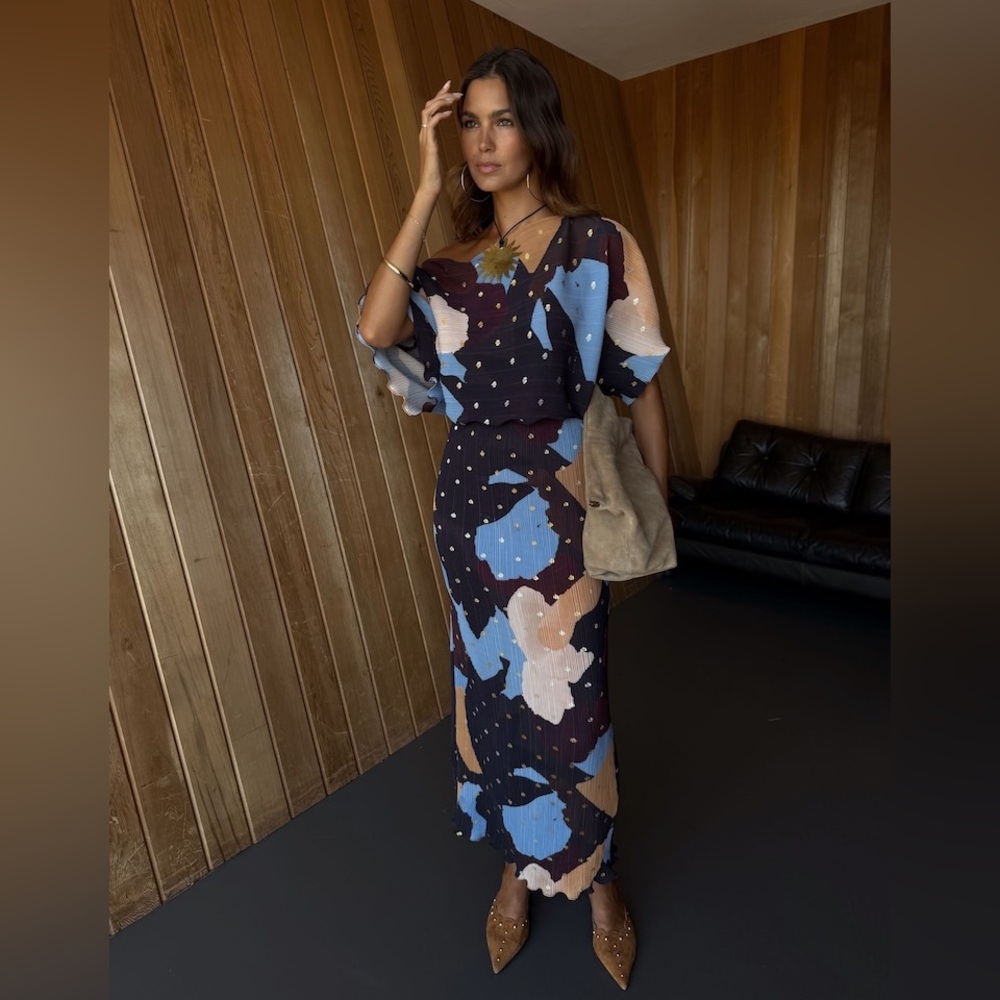 Never Fully Dressed Multi-Color Abstract Print Maxi Dress